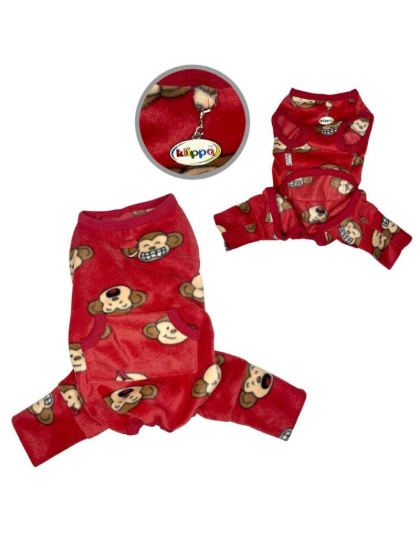 Burgundy - Silly Monkey Front Sleeveless Fleec Pajamas - XS