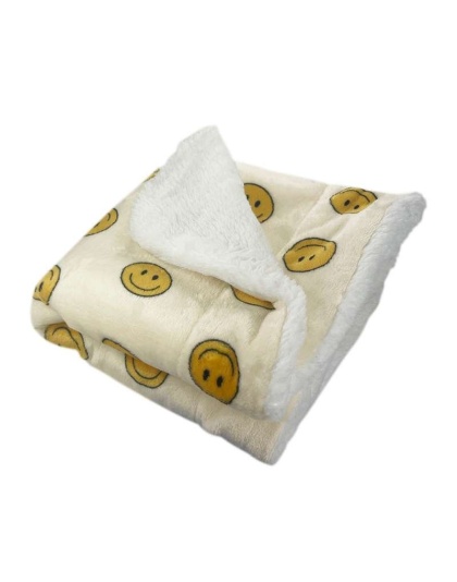 Yellow - Ultra Plush Happy Face Blanket - 30" x 20"