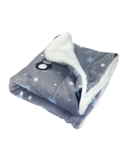 Gray - Ultra Thick Plush Penguins Blanket - 30" x 20"