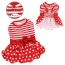 Red/White - Sparkling Bow Ruffle Layered Dress - XS