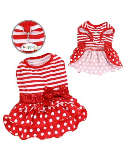 Red/White - Sparkling Bow Ruffle Layered Dress - L