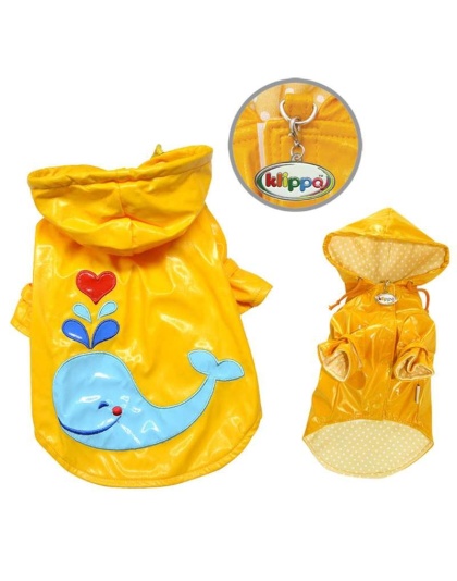 Yellow - Splashing Whale Raincoat with Cotton Lining - S