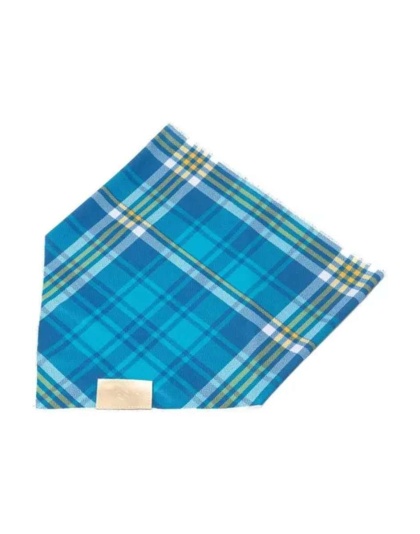 Blue Spruce Plaid Dog Bandana - M/L - 27in x 13in