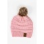 Dianthus Pink Ribbed Beanie with Pom