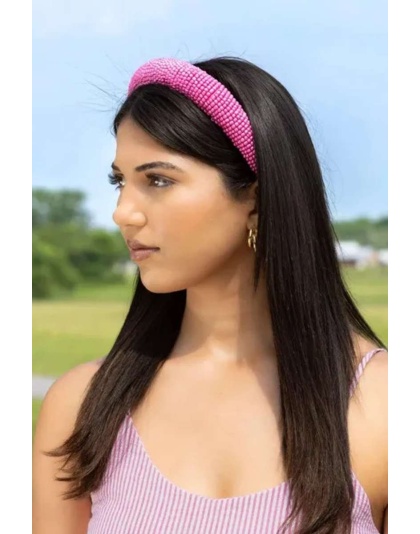 Pink Solid Beaded Headband