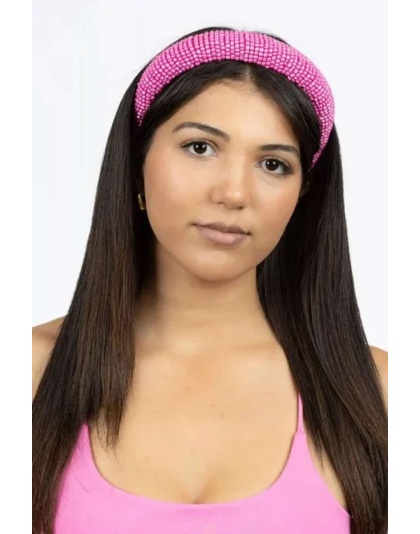 Pink Solid Beaded Headband