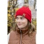 Scarlet Ribbed Beanie with Pom