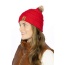 Scarlet Ribbed Beanie with Pom