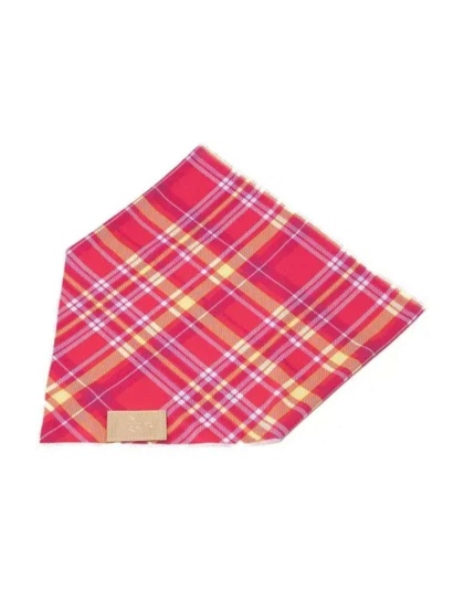 Wine Plaid Dog Bandana - M/L - 27in x 13in