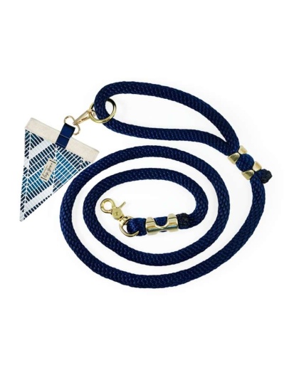 Cabana Mod Geometric Teal & Navy Premium Rope Dog Leash