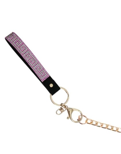 Pink Rhinestone & Gold Metal Lead