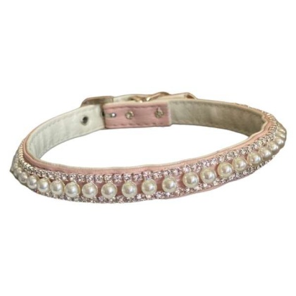 PINK - Pretty in Pink Pearl and Rhinestone Collar - 10''