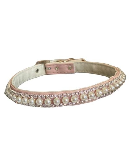 PINK - Pretty in Pink Pearl and Rhinestone Collar - 10''