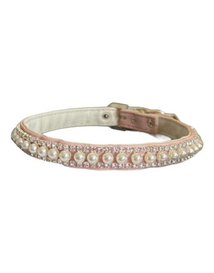 PINK - Pretty in Pink Pearl and Rhinestone Collar - 10''