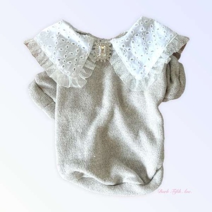 Princess Lace Lapel Sweater - Large