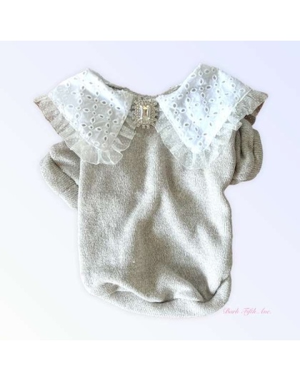 Princess Lace Lapel Sweater - Medium