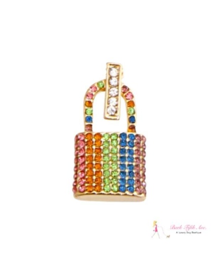 Rainbow Rhinestone Lock Charm