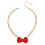 Red Bow Pendant Necklace - Medium