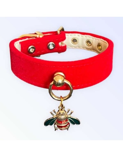 Red Velvet Bee Collar - 12"