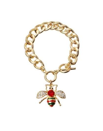 RED - Rhinestone Bee Toggle Necklace - Medium