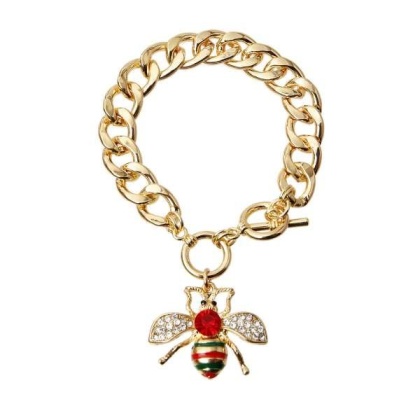 RED - Rhinestone Bee Toggle Necklace - Small