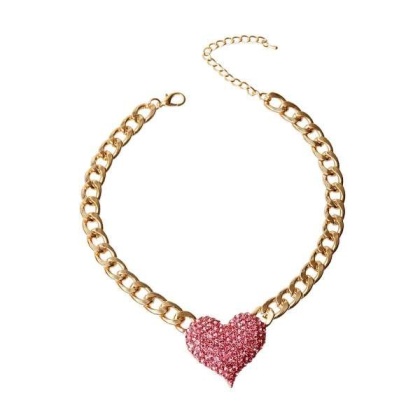 Pink - Rhinestone Heart Necklace