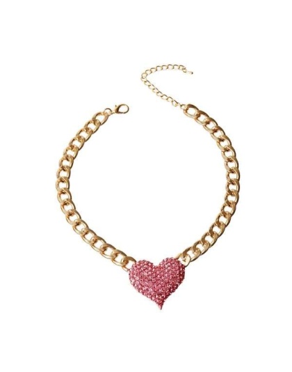 Pink - Rhinestone Heart Necklace