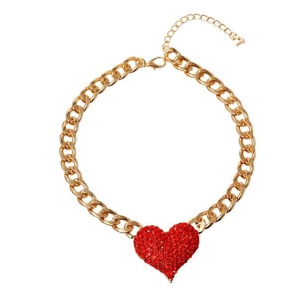 Red - Rhinestone Heart Necklace