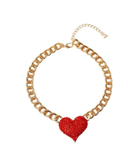 Red - Rhinestone Heart Necklace