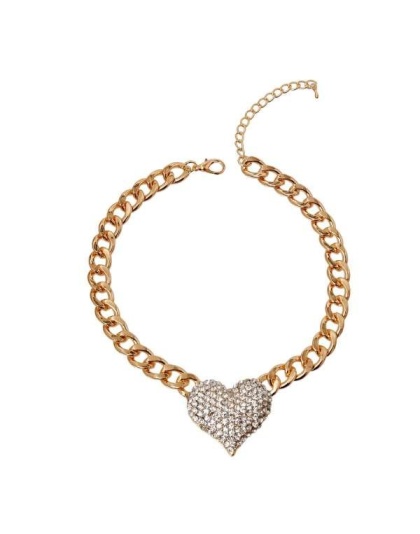 Silver - Rhinestone Heart Necklace