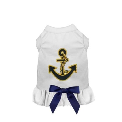 WHITE - Sailor Girl Dog Dress - Medium