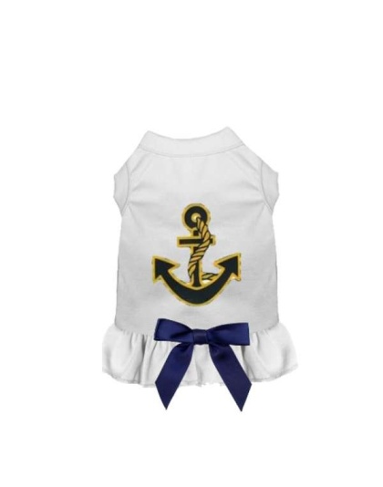 WHITE - Sailor Girl Dog Dress - Small