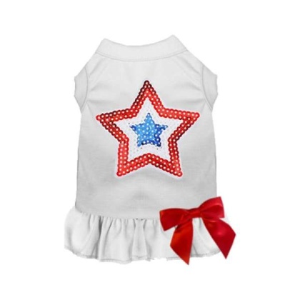 WHITE - Sequin Star Dress/Tee - 2X Large