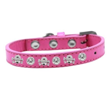 pink - Skull Studded Collar - 10"