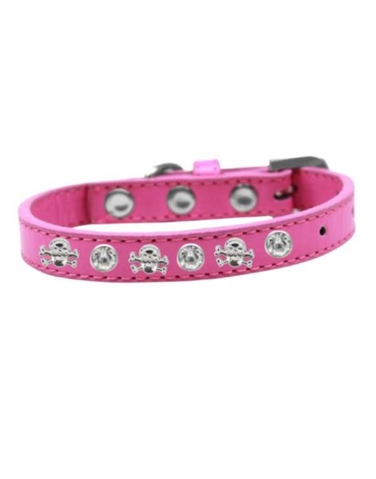 pink - Skull Studded Collar - 10"