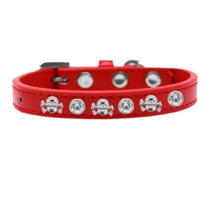 red - Skull Studded Collar - 10"