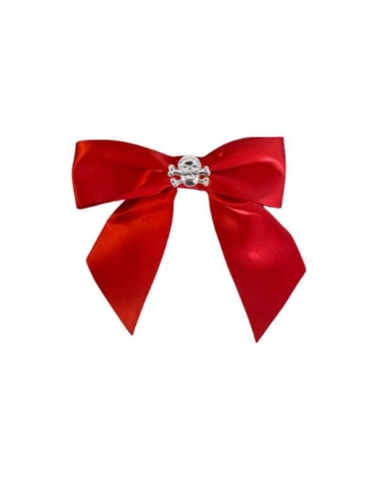 Red - Skull Studded Hair Bow