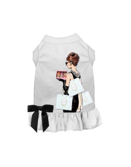 WHITE - Sniffany & Macaroons, Please- Dog Dress - 2X Large