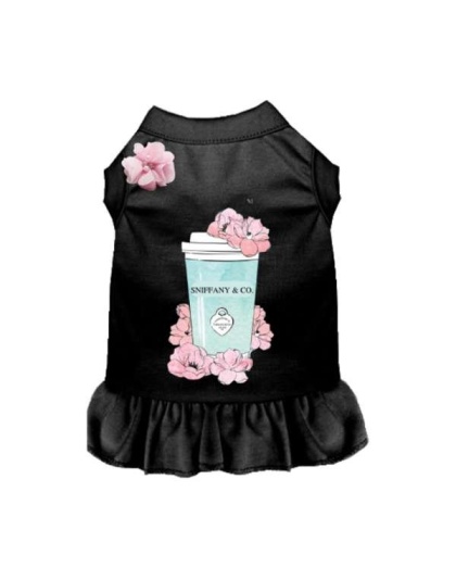 BLACK - Sniffany and Coffee Dog Dress - 2X Large