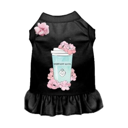 BLACK - Sniffany and Coffee Dog Dress - Large