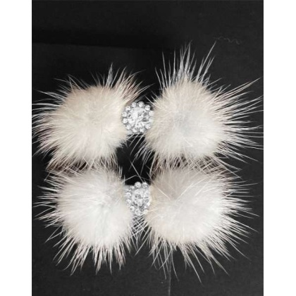 Snowflake - Snowflake Pom Pom Hair Barrettes