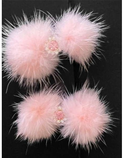 Baby Pink - Snowflake Pom Pom Hair Barrettes