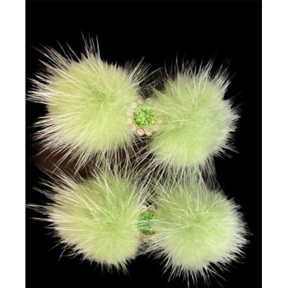 Green - Snowflake Pom Pom Hair Barrettes