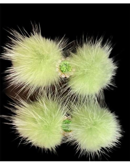 Green - Snowflake Pom Pom Hair Barrettes