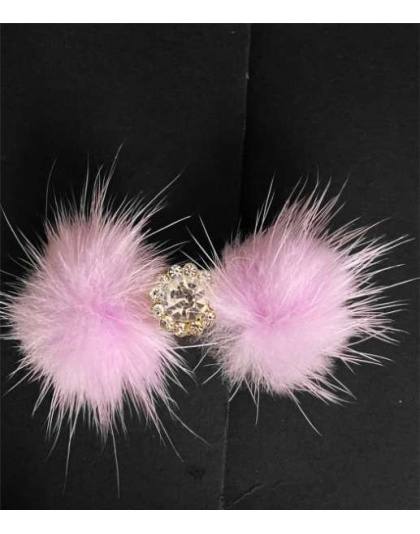 Lilac - Snowflake Pom Pom Hair Barrettes