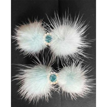 Mint - Snowflake Pom Pom Hair Barrettes