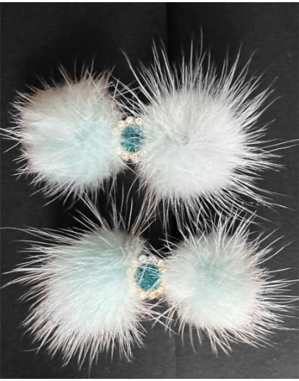 Mint - Snowflake Pom Pom Hair Barrettes