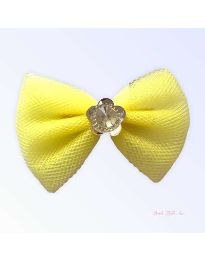 YELLOW - Tulle & Crystal Flower Barette