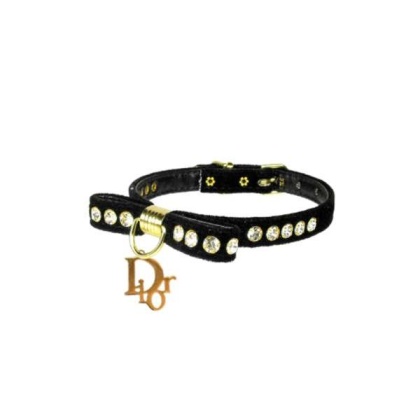 BLACK - Velvet Dior Charm Collar - 10"