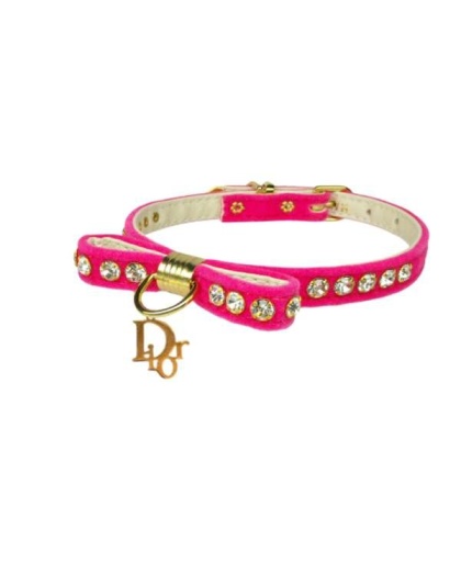 PINK - Velvet Dior Charm Collar - 12"